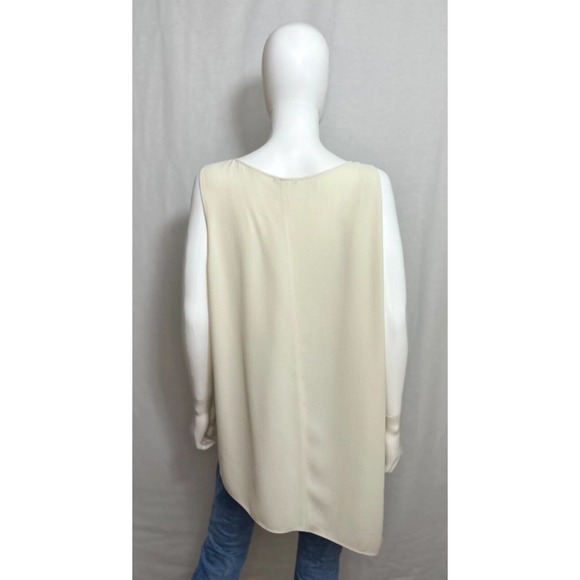 Eileen Fisher Womens Tunic Tank L Silk Ivory Scoop Neck Breathable Asymmetric - Picture 4 of 8